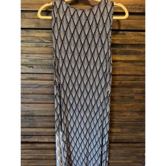 Ladies DESIGN HISTORY LRG Black White Geometric Hem Sleeveless Dress Party EUC‎ - Picture 6 of 11
